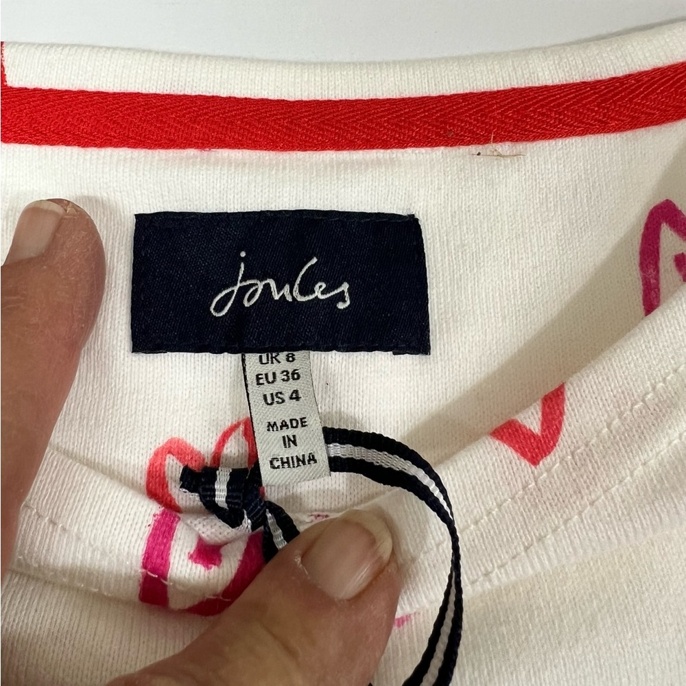 JOULES Harbour Print Cream Hearts Top! - Picture 6 of 7